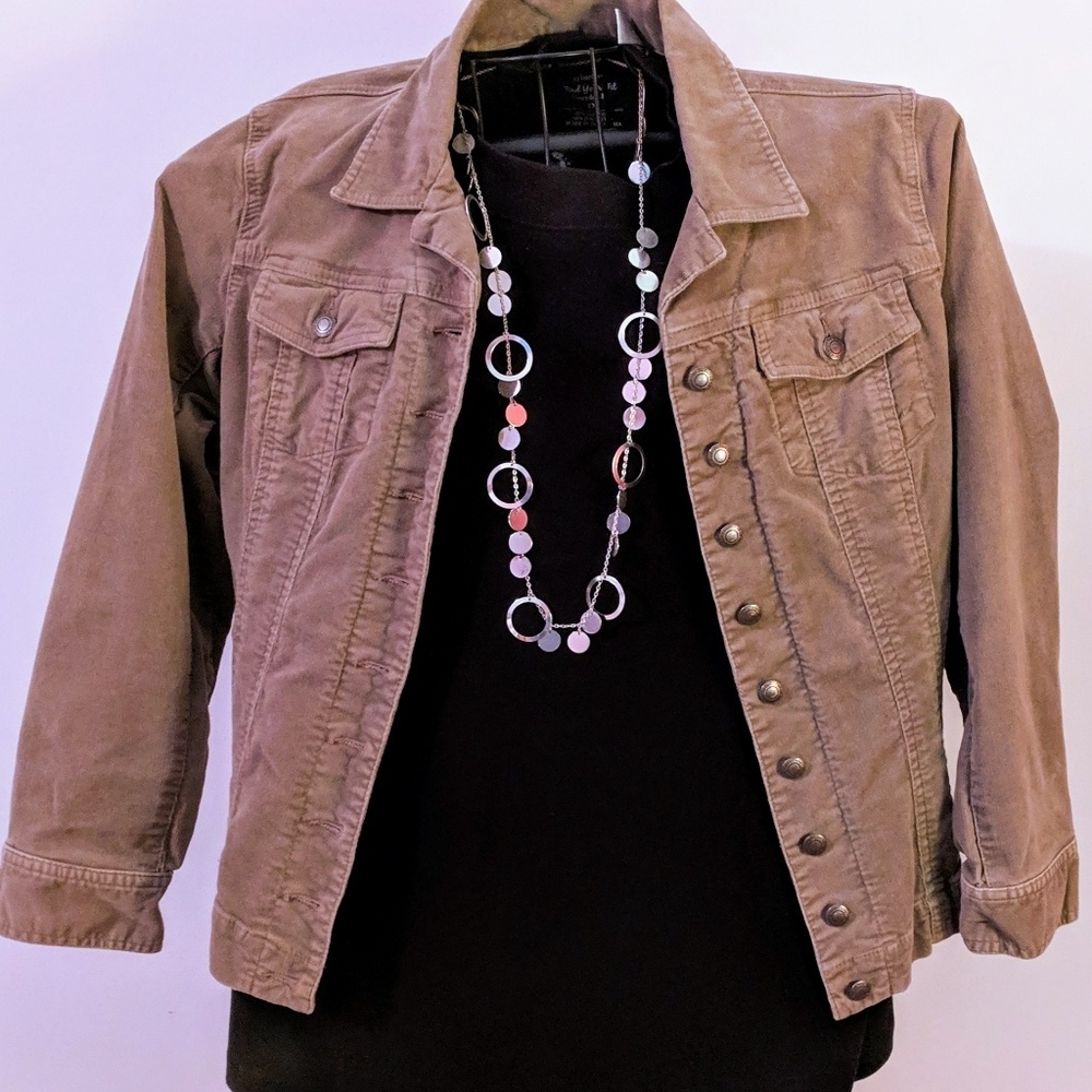 Chicos Velvet Corduroy Jacket Tan Small 8/10